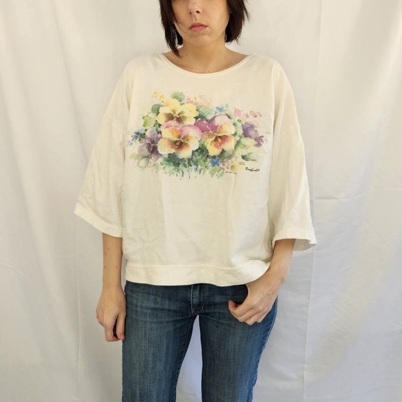 Vintage Tops - 90s Floral Oversize Tee‎
